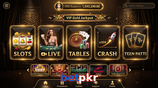 Main screen of Betpkr casino page for PK players
